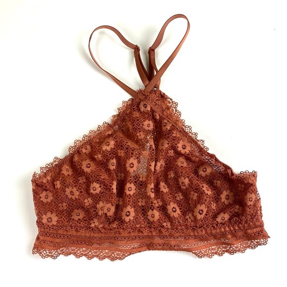 Victoria's Secret Other - Victoria's Secret Lace Halter Bralette Women's Size XS Rust